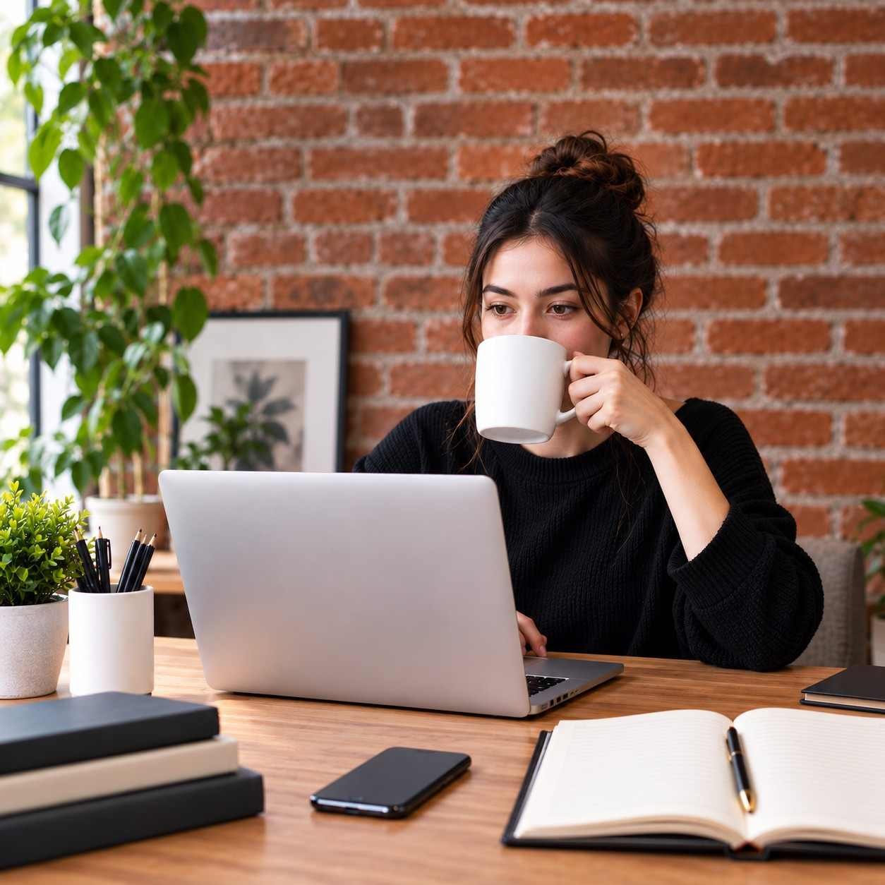 “Digital marketing professional working on a laptop